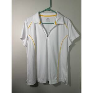 Slazenger White Yellow Women's Polo Golf T Shirt Size XL